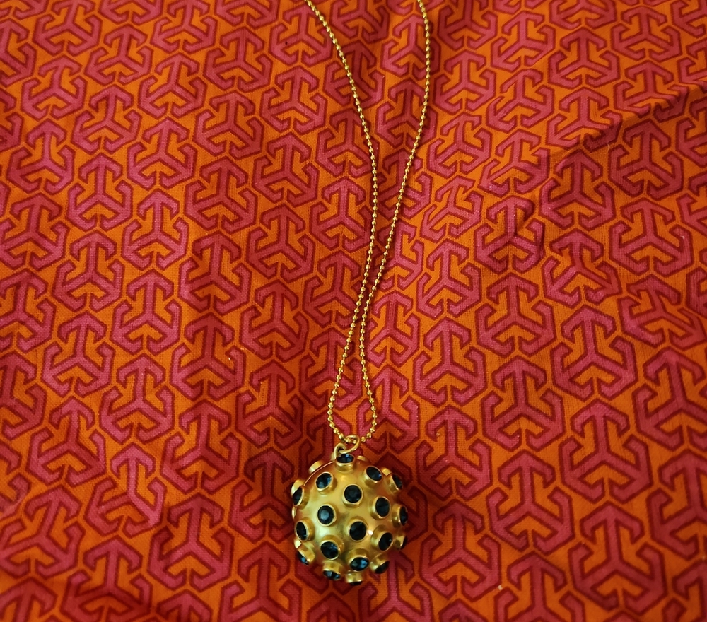 Tory Burch Gold and Blue Sphere Necklace